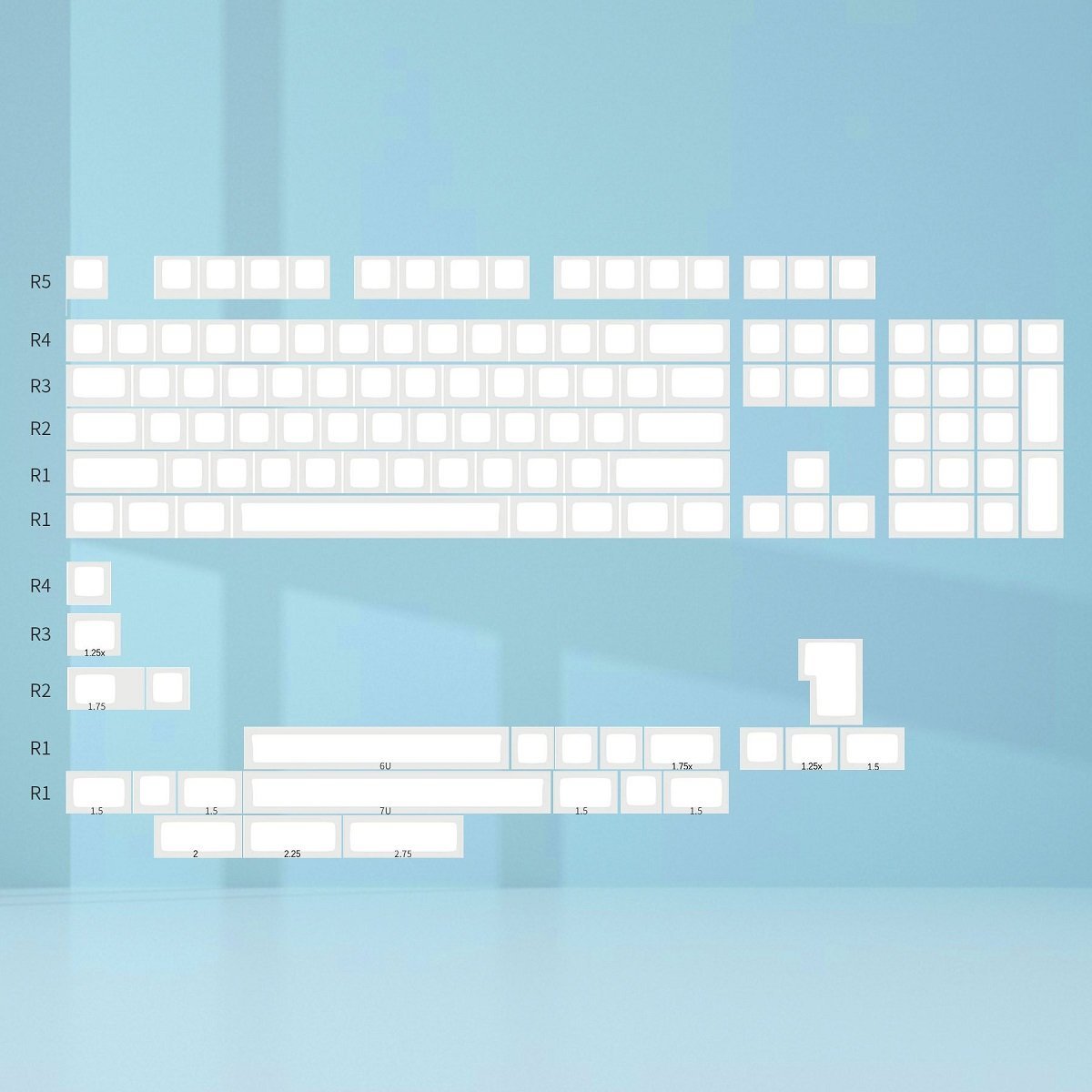 KAT BOW 226 White Keycap Set Dye-Sub PBT - Divinikey
