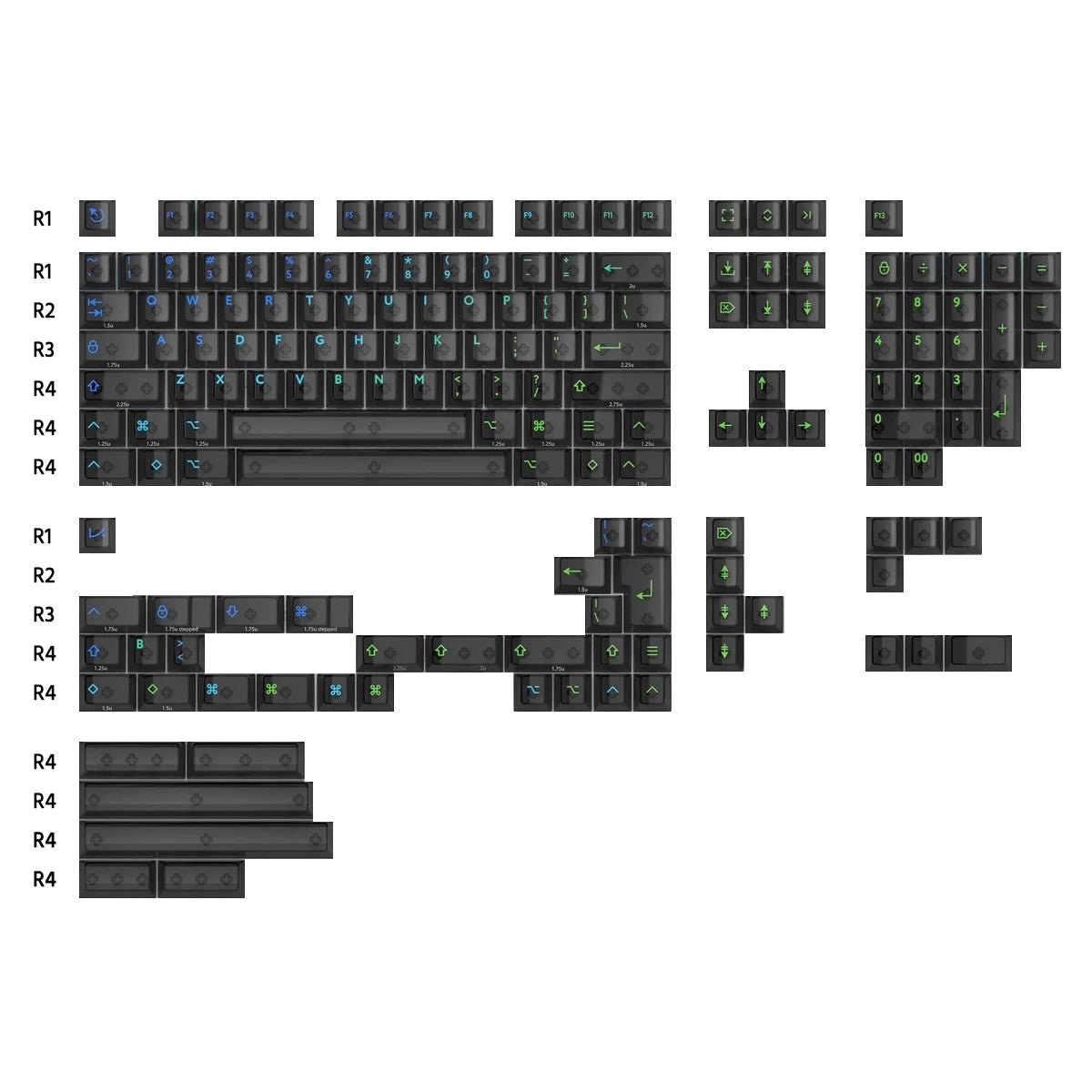 KBDfans Clear Aurora Keycaps UV Polycarbonate - Divinikey