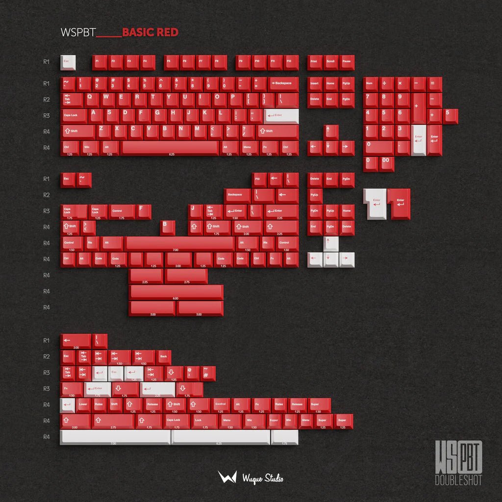 Wuque WS Basic Red Keycap Set Doubleshot PBT - Divinikey