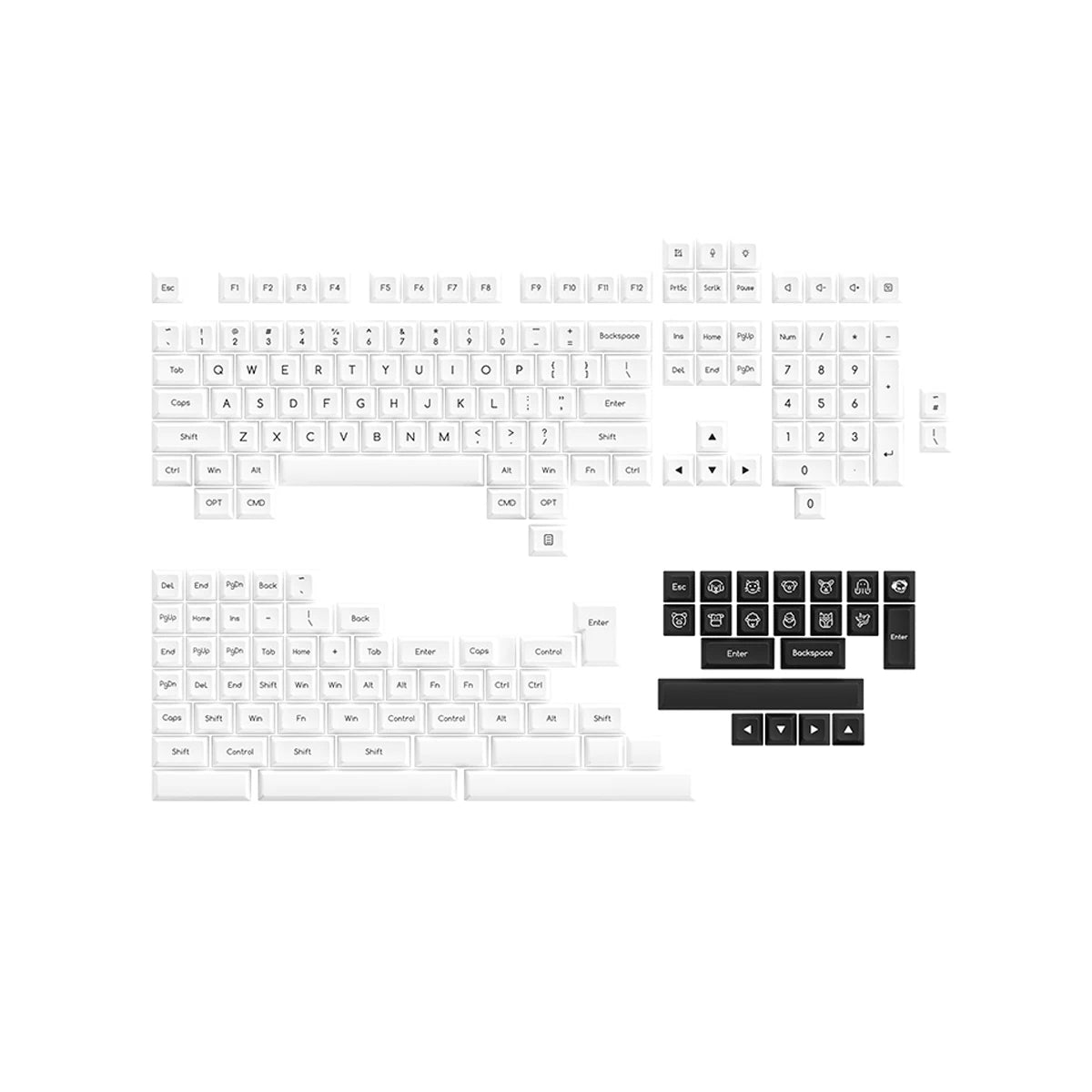 Akko Black on White Keycap Set Doubleshot ABS - Divinikey