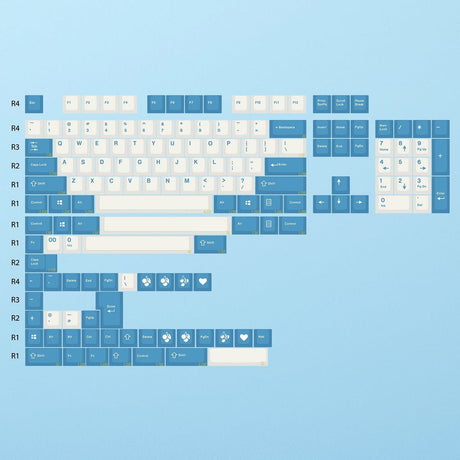 EnjoyPBT Blue and White Keycap Set Doubleshot ABS - Divinikey