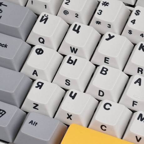 EnjoyPBT G81-SAV White & Gray Keycap Set Dye-Sub PBT - Divinikey